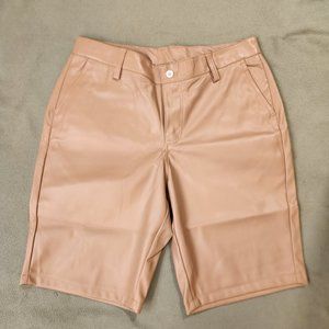 LXE Khaki Faux Leather Shorts